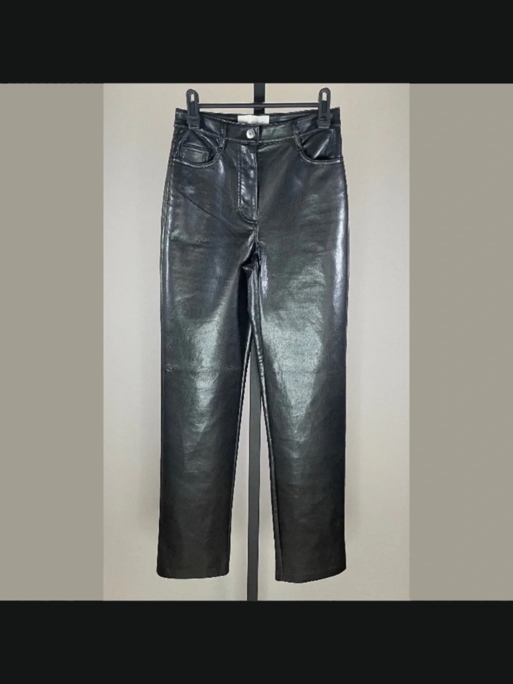 Wilfred Pants Womens 00 black faux leather straight leg ankle moto city